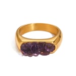 Purple / 7 / 1 Piece Simple Series Retro Geometric Stainless Steel  Gold Color Natural Stone Women's Single Ring Picture13